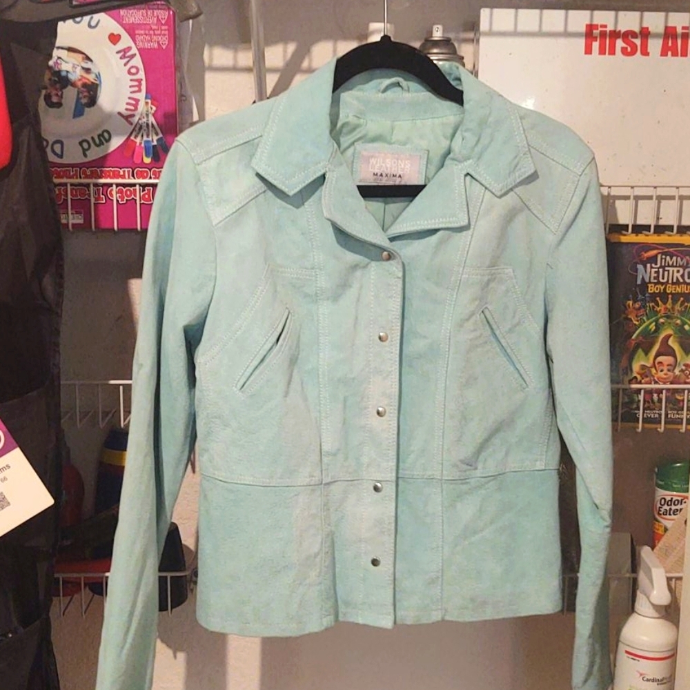 Suede mint green jacket